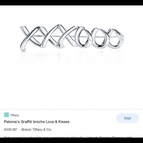 Retired Tiffany& Co. Paloma Picasso XO pin/Brooch/Large - Picture 3 of 8